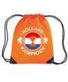 Holland kampioen beker voetbal rugzakje-sporttas met rijgkoord oranje