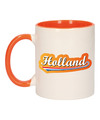 Holland met lettercontour mok- beker oranje wit 300 ml