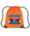 Holland met wapenschild voetbal rugzakje-sporttas met rijgkoord oranje