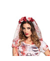 Horror bruid haarband-diadeem met bebloede sluier-bloemen voor volwassenen