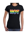 Hot gay pride t-shirt zwart voor dames