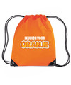 Ik juich voor oranje voetbal rugzakje-sporttas met rijgkoord oranje