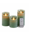 Kaarsen set 3x jade groene LED stompkaarsen met afstandsbediening