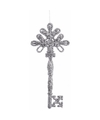 Kerstboom decoratie sleutels zilver 17 cm met glitters