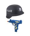 Kinderen speelgoed verkleed wapen en helm set voor politie agenten 2-delig