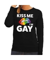 Kiss me I am gay sweater zwart dames