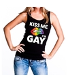 Kiss me i am gay tanktop-mouwloos shirt zwart voor dames