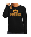 Koningsdag sweater queen kroontje dames zwart