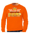 Koningsdag sweater voor heren meer of minder bier oranje feestkleding