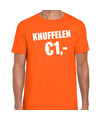 Koningsdag t-shirt knuffelen 1 euro oranje voor heren