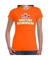 Koningsdag t-shirt Shotjes Koningin oranje voor dames