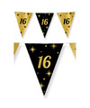 Leeftijd verjaardag feest vlaggetjes 16 jaar geworden zwart-goud 10 meter