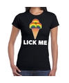 Lick me gay pride t-shirt zwart voor dames