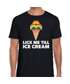 Lick me till ice scream gay pride t-shirt zwart heren