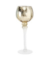 Luxe glazen design kaarsenhouder-windlicht metallic goud transparant 35 cm