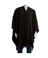 Luxe omslagdoek-poncho zwart 180 x 140 cm fleece Dameskleding accessoires