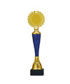 Luxe trofee-prijs goud-blauw middenstuk kunststof 32 x 8 cm