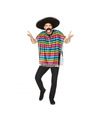 Mexicaanse poncho regenboog kleuren one size Verkleedkleding voor volwassenen