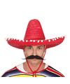 Mexicaanse Sombrero hoed voor heren carnaval-verkleed accessoires rood met ornamenten