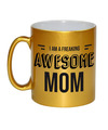Moeder cadeau gouden mok-beker I am a freaking awesome mom