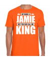 Naam cadeau t-shirt my name is Jamie but you can call me King oranje voor heren