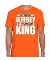 Naam cadeau t-shirt my name is Jeffrey but you can call me King oranje voor heren