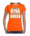 Naam cadeau t-shirt my name is Kyra but you can call me Queen oranje voor dames