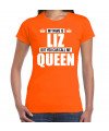 Naam cadeau t-shirt my name is Liz but you can call me Queen oranje voor dames