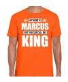 Naam cadeau t-shirt my name is Marcus but you can call me King oranje voor heren