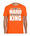 Naam cadeau t-shirt my name is Mario but you can call me King oranje voor heren