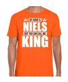 Naam cadeau t-shirt my name is Niels but you can call me King oranje voor heren