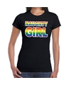 Naughty girl gay pride t-shirt zwart voor dames