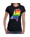 Nederland gay pride regenboog t-shirt zwart dames
