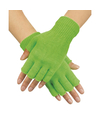 Neon groene handschoenen vingerloos gebreid voor volwassenen