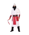 Ninja vechter verkleed kostuum wit-rood voor heren