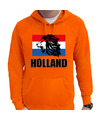 Oranje hoodie Holland-Nederland supporter met leeuw en vlag EK- WK voor heren