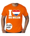 Oranje I love Big Willem grote maten shirt heren