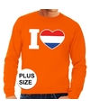 Oranje I Love Holland grote maten sweater-trui heren
