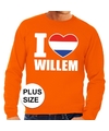 Oranje I love Willem grote maten sweater-trui heren
