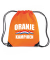 Oranje kampioen voetbal rugzakje-sporttas met rijgkoord oranje