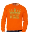 Oranje King gouden glitter kroon sweater heren