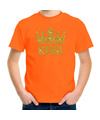 Oranje King gouden glitter kroon t-shirt kinderen