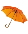 Oranje paraplu met gebogen houten handvat 103 cm