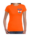 Oranje shirt met vlag cirkel leeuw embleem op borst heren Holland supporter shirt EK- WK