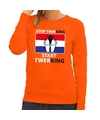 Oranje Stop thinking start twerking sweater dames