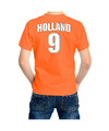 Oranje t-shirt met rugnummer 9 Holland-Nederland fan shirt voor kinderen