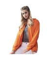 Oranje vest-jasje met capuchon voor dames