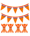 Oranje vlaggetjes-vlaggenlijn met slingerklemmen voor binnen 10m