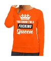 Oranje You know i am a fucking Queen sweater dames