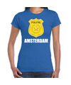Politie embleem Amsterdam carnaval verkleed t-shirt blauw voor dames